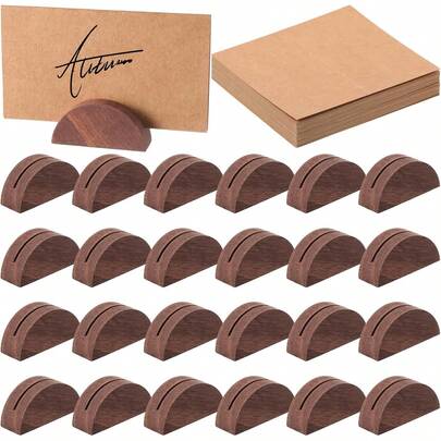 12个装木质桌号牌架，婚礼桌号牌架，半圆形木质桌卡架，适用于办公室、标签、照片、菜单、宴会、生日派对、餐厅、零售店、婚礼派对、活动装饰
