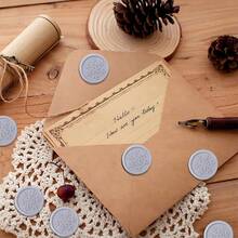 30张花卉图案蜡封贴纸，专用于信封和邀请函，易于使用，粘性强，花卉信封贴纸，礼品邀请函配件 - 灰紫色 - 查看 9