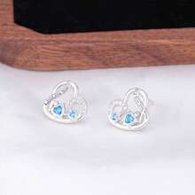 أقراط فضة إسترليني عيار 925، أقراط مسامير على شكل سلحفاة مرصعة بزركونيا مكعبة، أقراط بسيطة، أقراط للارتداء اليومي الكلاسيكي، هدية عيد ميلاد - فضي - مشاهدة 4