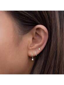 3 Pairs Of Women's Hoop Earring Sets, Lightweight Small Hoop Earrings, Multi-Hole Open Hoop Earrings, Women's Fashion Jewelry - Gold - View 7