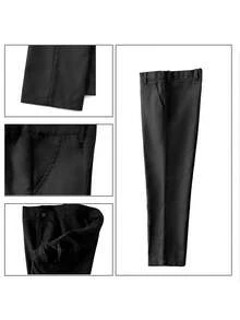 2-14岁男童三件套正装西装，包括裤子、衬衫和背带，适合派对、宴会、毕业典礼、节日、休闲、上学、生日、婚礼、正式场合等。 - 黑色 - 查看 8