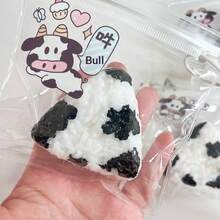 1pc 2026 New Squishy Slow Rebound Stress Relief Toy - Super Soft Milky Cow Pattern Triangle Rice Ball Squeeze Toy - Birthday Gift - Perfect Gift - Collectible Display - Hobby Collection - Gift For Others - Multicolor - View 6
