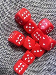 25mm Large Heart-Shaped Dice With Dots, Tabletop Game Party Entertainment Toy, Holiday Game Gear, Valentine's Day Decor - Multicolor - View 1