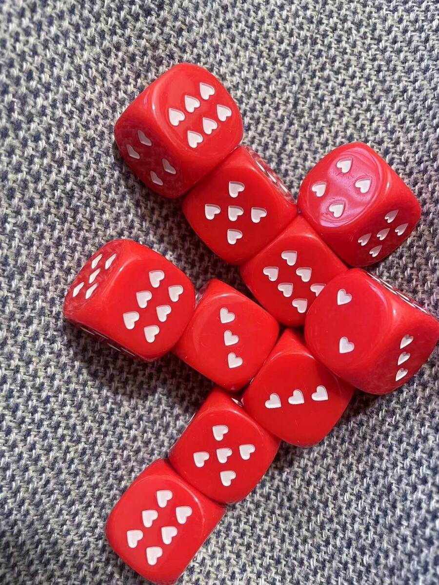 25mm Large Heart-Shaped Dice With Dots, Tabletop Game Party Entertainment Toy, Holiday Game Gear, Valentine's Day Decor - Multicolor - View 1