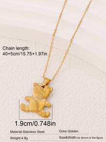 1pc Stainless Steel Bear Necklace For Women Fashion Ins Cute 18K Gold Plated Bear Pendant Chain Necklaces Jewelry - Necklace - View 13