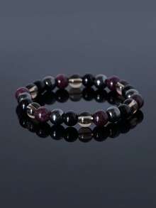 Women's Natural Stone Root Chakra Bracelet - Garnet, Hematite, Smoky Quartz & Obsidian Beads For Grounding, Inner Strength, Spiritual Protection Bohemian Jewelry - Multicolor - View 6