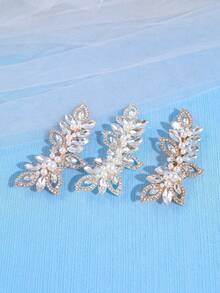 1件优雅女士发夹，镶嵌闪亮水钻和仿珍珠 - 非常适合新娘、派对和日常迷人造型 - 彩色 - 查看 1