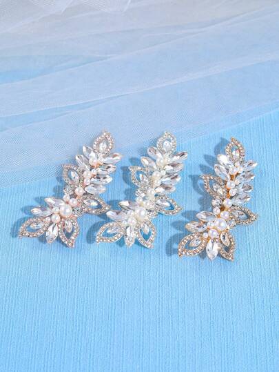 1件优雅女士发夹，镶嵌闪亮水钻和仿珍珠 - 非常适合新娘、派对和日常迷人造型
