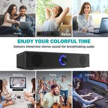 有线立体声桌面音箱，USB供电电脑音箱，适用于电脑、台式机、笔记本电脑、PC、平板电脑、手机、CD播放器，无线音箱，3.5mm接口，电视屏幕音箱，蓝牙音箱 - 黑色 - 查看 9