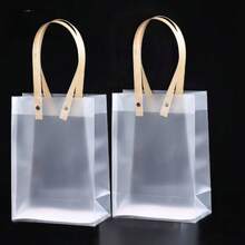 2/10/20pcs Valentine's Day Transparent Gift Bags, Christmas Gift Packaging Bags, Transparent Frosted Handle Bags With Wristband, Transparent Tote Bags For Jewelry Packaging, Cosmetics Storage, Perfect Gift Bags For Valentine's Day, Wedding, Thanksgiving, Shopping, Party, Craft Tote Bags, Moon Festival, Giveaway Packaging, Small Business Promotional Gift Bags - Clear - View 12