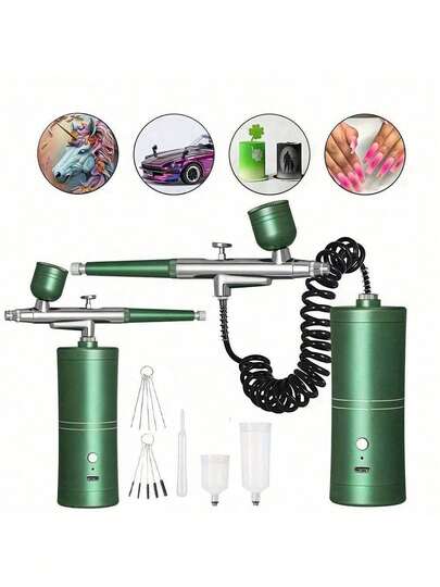 1 Set Of Portable Airbrush With Compressor Single Action Spray Gun For Nail Art Craft Cake Paint Airbrush Gun Electric Acrylic Paint Spray Gun Painted Airbrush Gun Model Coloring Model Spray Art Airbrush Set Tools
