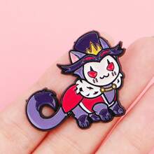 动漫怪猫珐琅徽章 趣味卡通胸针 翻领别针 徽章 背包服装配饰 珠宝 朋友礼物 - 黑色 - 查看 11