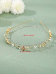 1pc Faux Pearl Flower Rhinestone Alloy Simple Hairband Decor For Women Tiaras Valentine's Day,Hairband,Hair Hoop Headbands ,Head Piece Hair Accessories - 黃金9 - 查看 6