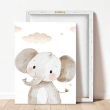 Tranh vải treo tường - Đồ dùng cho bé - Trang trí phòng trẻ chủ đề động vật hoang dã: Tranh vẽ màu nước hình sư tử, voi, ngựa vằn, hoàn hảo cho phòng chơi, phòng trẻ sơ sinh, nhà trẻ, mẫu giáo, phòng bé trai, phòng bé gái, phòng trẻ em. - Nhiều màu - Xem 5