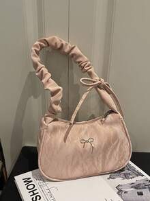 Fashionable Pleated Handbag, New Design Bow Shoulder/Underarm Bag For Women - Pink - View 6