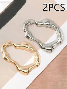 2件/套 女士时尚不对称丝巾夹 - 2pcs-金+銀 - 查看 6