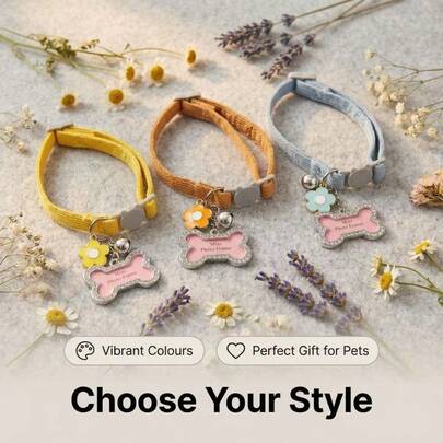 Pet Collar With ID Tag, Adjustable Anti-Choke Design With Bell And Safety Buckle, Suitable For Cats And Dogs - Pet Necklace With Anti-Lost ID Tag And Nameplate, Fit For Small, Medium And Large Pets, For Daily Walking, Outdoor Activities, Hiking, Training And Daily Use, Essential Pet Accessory