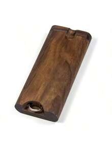 1pc Black Walnut Wooden Cigarette Case Holder, With Aluminum Alloy Cigarette Cleaning Hook, Portable Bag Easy To Clean, Ideal Gift Choice - Multicolor - View 4