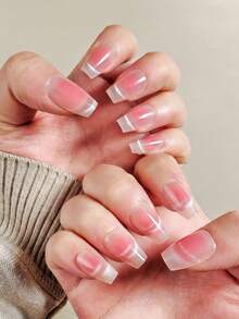 Bộ 30 móng giả hình thang cỡ trung bình kiểu mắt mèo, móng giả trong suốt màu nude tối giản kiểu Pháp, phù hợp cho việc tự làm móng nghệ thuật. Bộ sản phẩm bao gồm một miếng gel nhỏ và một dũa móng, thích hợp để sử dụng hàng ngày, dự tiệc, khiêu vũ và làm quà tặng. Dụng cụ làm móng - Nhiều màu - Xem 3