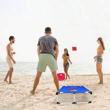 Juego de Cornhole porttil, Juego de Lanzamiento de Patio con Sacos de, con 2 Tablero de Juego Cornhole y 6 pufs, para Jugar en Interiores y Exteriore - Rojo y azul - Ver 7