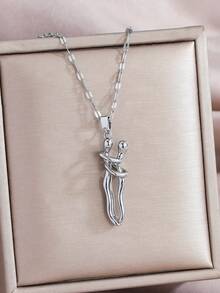 时尚创意情侣拥抱吊坠项链，双色拥抱情侣饰品，适合女性日常佩戴，情人节礼物，送给女朋友、妈妈、母亲的礼物，母亲节礼物 - 彩色 - 查看 6