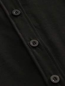 Minimalist Lapel Long Sleeve Loose Women's Shacket, Featuring Shirt Collar And Asymmetric Hem Design - Black - View 6