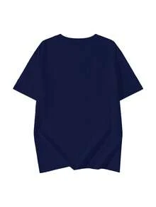 2026 New Summer Women Casual Loose Letter & Puppy Graphic Print T-Shirt, Versatile College Style Short Sleeve Tee - Dark Blue - View 5