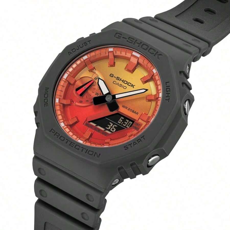 Casio 卡西欧 G-SHOCK 火焰渐变腕表，防震 200 米防水 奢华运动男士腕表 GZXGA-2100FL-8A - 均碼 - 查看 1