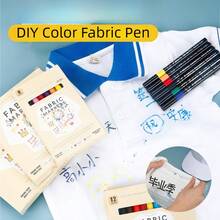 12/24 Colours Fabric Painting Pens, Waterproof & Fade Resistant, Textile Art Markers For DIY T-Shirt, Shoes Coloring, Crafts Back To School - Fabric Painting Pen - View 9