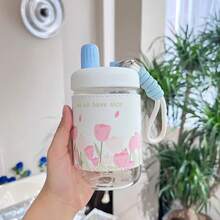 Szklany kubek dla dziewcząt, do bezpośredniego picia, przenośny, z termoizolacyjnym rękawem, kubek na wodę - BSQ532-Biały - Zobacz 6