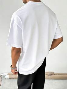 男士休闲圆领短袖翅膀印花T恤，搭配牛仔裤，清爽舒适，适合户外运动，也适合校园风格。 - 白色 - 查看 2