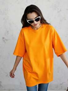 Women's Round Neck Short Sleeve Oversize Fit T-Shirt For Spring/Summer-Unisex Loose - Fit Comfortable Vintage Street - Style Cotton T - Shirt Top-Summer Casual Vintage Cotton Printed T-Shirts For Couples - 查看 5