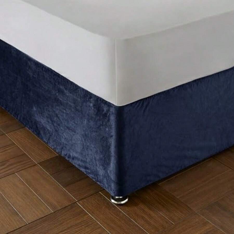 Catherine Lansfield Kingsley Matt Velvet Double Elasticated Divan Base Wrap Navy Blue - Navy - View 1