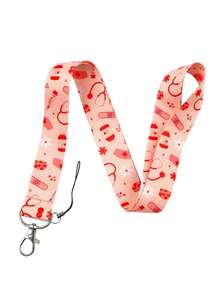 1个医生/护士挂绳钥匙扣，可用于悬挂钥匙、身份证、信用卡、通行证，也可作为手机挂饰、休闲礼物、纪念品、汽车配件、包包挂饰，适合学校、哥特风、Y2K风格、万圣节、教师节装饰。