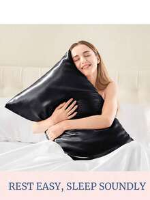 2PCs Satin Pillowcase Set And 2pcs Elastics Ponytail Holder Vegan Silk Satin, Envelope Closure, Protect Hair And Skin - Multicolor - View 9