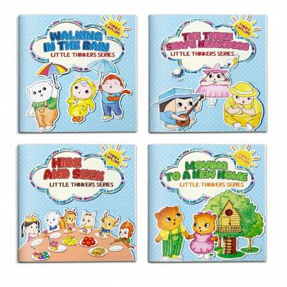 Serie de libros ilustrados interactivos "Little Thinkers", historias de aprendizaje temprano con música y temas de juego, aventuras de escondite y vida cotidiana, ilustraciones brillantes y lindas, múltiples opciones de historias, lectura en voz alta divertida para el tiempo en familia