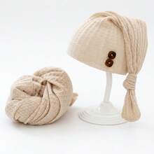 2pcs Newborn Photography Props Set: Knitted Wrap Blanket And Hat, Baby Photo Studio Backdrop Accessories For Boys And Girls - Multicolor - View 6