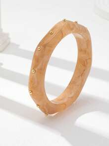 1件装厚树脂手镯，女士多层厚手镯套装，棕色亚克力手镯，日常基本款饰品 - 彩色 - 查看 35