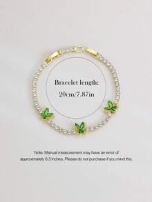 1pc Spring/Summer Fashion Women's Round Tennis Bracelet, Double Layer Butterfly Design Bangle, Elegant Exquisite Hand Jewelry Decoration, Made Of Copper Material Plated With 18K Gold, Hypoallergenic And Anti-Oxidation, Inlaid With Elegant Sparkling Synthetic Zirconia, High-End Luxury - Butterfly Bracelet - View 10