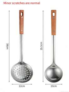 5/2pcs Kitchen Utensil Set, Includes Professional Slotted Spoon, Soup Ladle, Spatula, Scraper, Fine Rice Spoon, Suitable For Cast Iron Pot Cooking, Can Be Used For Stir-Frying Vegetables And Meat, A Good Helper For Daily Cooking (Slight Scratches Are Normal) - Multicolor - View 7