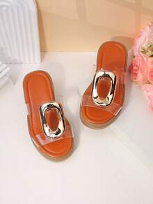 Girls' Fashion Slippers, Casual High Heel Wedge Sandals, Cute For Spring And Summer - Brown - View 4