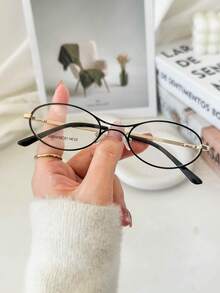 MELINDA MODA Women's Metal Oval Small Fashion Eyeglass Frame - màu đen - Xem 1