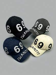 1pc Men's Spring/Summer American Street Style Embroidered 69 Number Baseball Cap, Unisex Sun Visor Hat, Japanese Personality