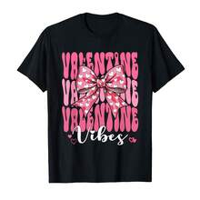 Edición limitada del Día de San Valentín Camiseta de manga corta de algodón para parejas Suave y transpirable con estampado de corazones Ropa para parejas Regalo de confesión - Negro 6 - Ver 1
