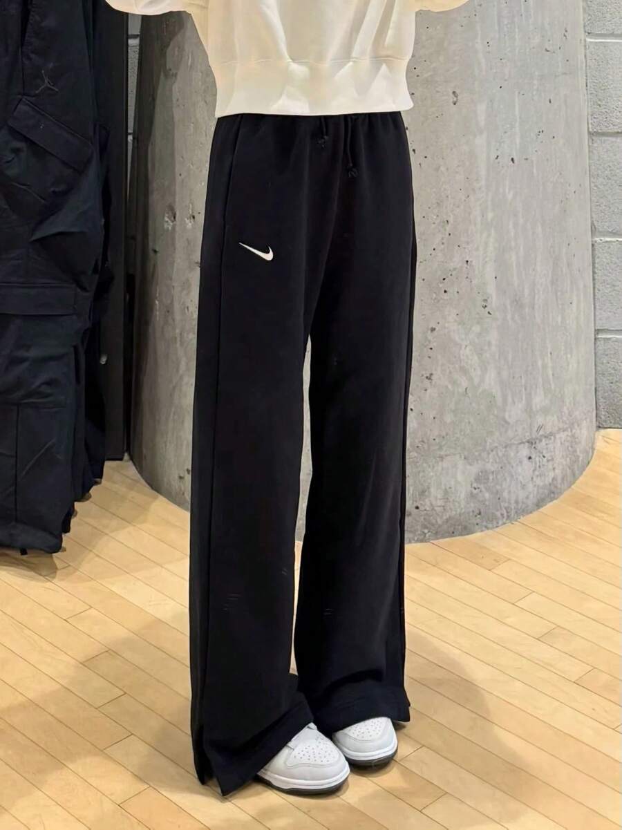 Nike Women's Comfortable Lace-Up Sports Casual Straight Wide-Leg Trousers