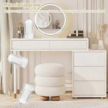 Makeup Brush Holder Organizers With Transparent Door Lid,360 Rotating Makeup For Vanity Bathroom, Desktop Countertop Storage, Make Up Container Spinning Brush Holder - 白色 - 查看 3