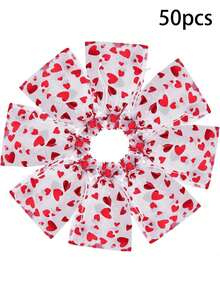 50个情人节心形束口欧根纱袋 - 红白条纹，非常适合装珠宝、婚礼回礼和派对礼物。浪漫礼物 | 节日欧根纱袋 | 精致展示袋、珠宝袋、装饰袋，高品质，精美材质，礼品包装，活动策划 - 彩色 - 查看 11