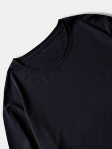 Lonblece 3件装男士休闲T恤，天使图案和数字字母印花，四季皆宜，衣橱必备单品 - 黑色 - 查看 3