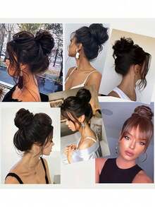 Búi tóc giả cài kẹp 6 inch, chất liệu tổng hợp, kiểu búi tóc bồng bềnh, mềm mại, giúp làm mới kiểu tóc nhanh chóng, kiểu Hàn Quốc, tóc giả dành cho nữ dịp Lễ Tình nhân. - Nhiều màu - Xem 11