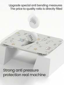 A Cute Cartoon Cat, Star, Fish & Letter Pattern Acrylic Transparent Crystal Back Cover, Shock-Proof, Suitable For IPad 7th, 8th, 10th Gen (10.2 Inch), Built-In Pencil Slot, Sleep/Wake Function, Ideal Christmas & New Year Gift - Cat Eats Fish - View 4